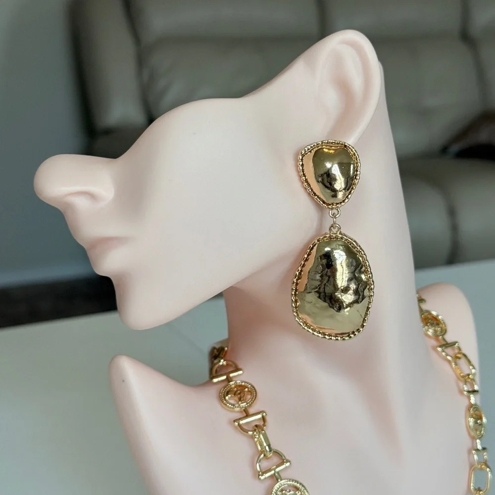Gold Drop Statement Earrings - Women Jewelry